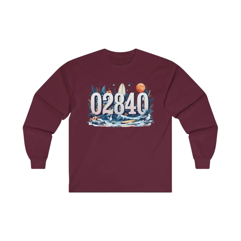 Maroon long-sleeved shirt from Coastal Vibes Unisex Long Sleeve Tee for Outdoor Lovers