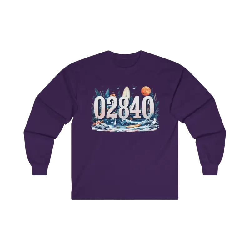 Purple long-sleeved shirt from Coastal Vibes Unisex Tee for outdoor enthusiasts