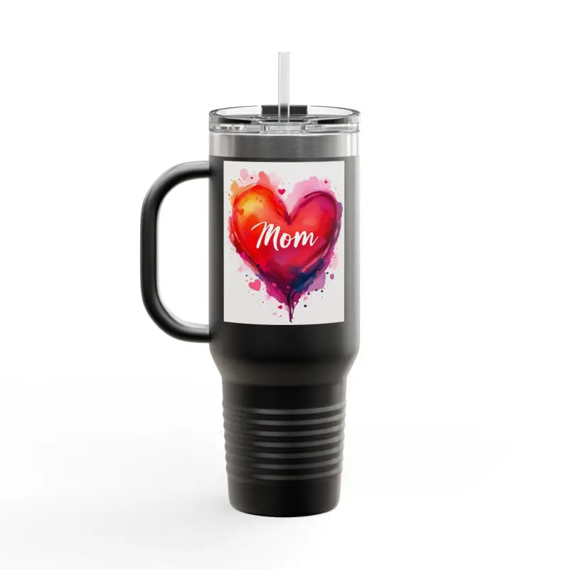Black travel mug featuring heart design for 40oz Insulated Travel Mug for Love Mom Day