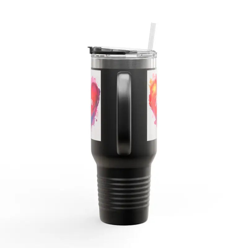 Black travel mug with heart design for 40oz Insulated Travel Mug for Love Mom Day
