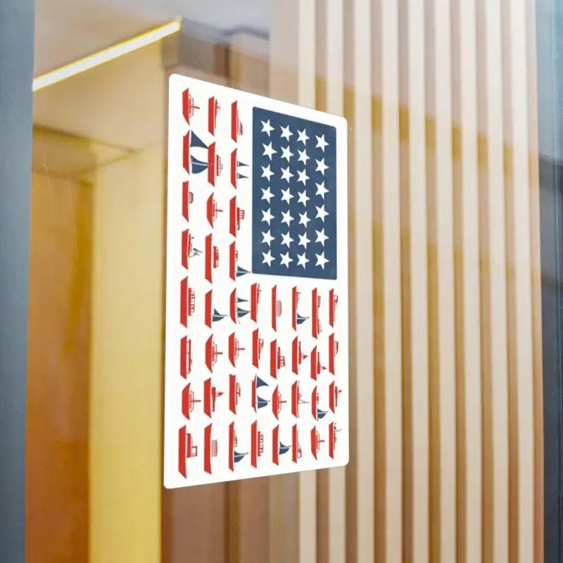 American Flag Sailboat Stripes Decal featuring megaphones and an American flag sticker