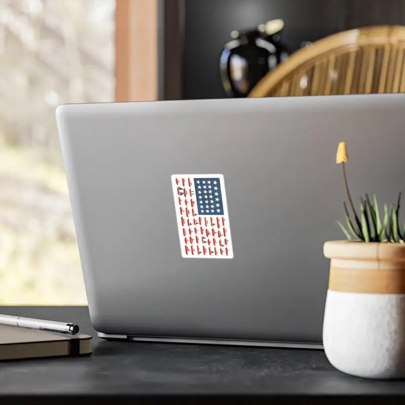 American Flag Sailboat Stripes Decal featuring gun silhouettes and patriotic design