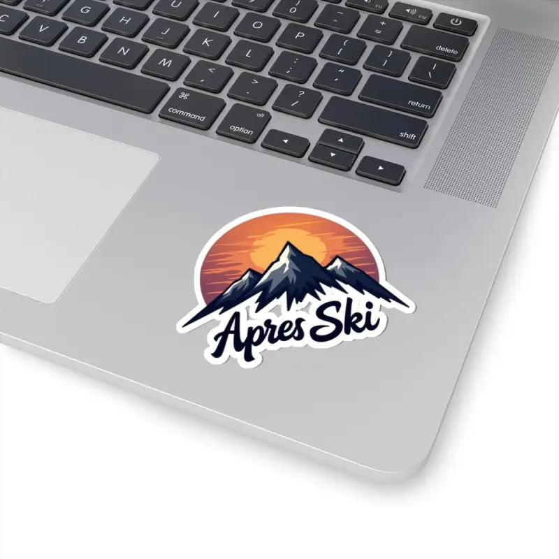 Apres Ski Mountain Sticker Custom Vinyl Decal in White 6 by 6 Inches for winter sports fans