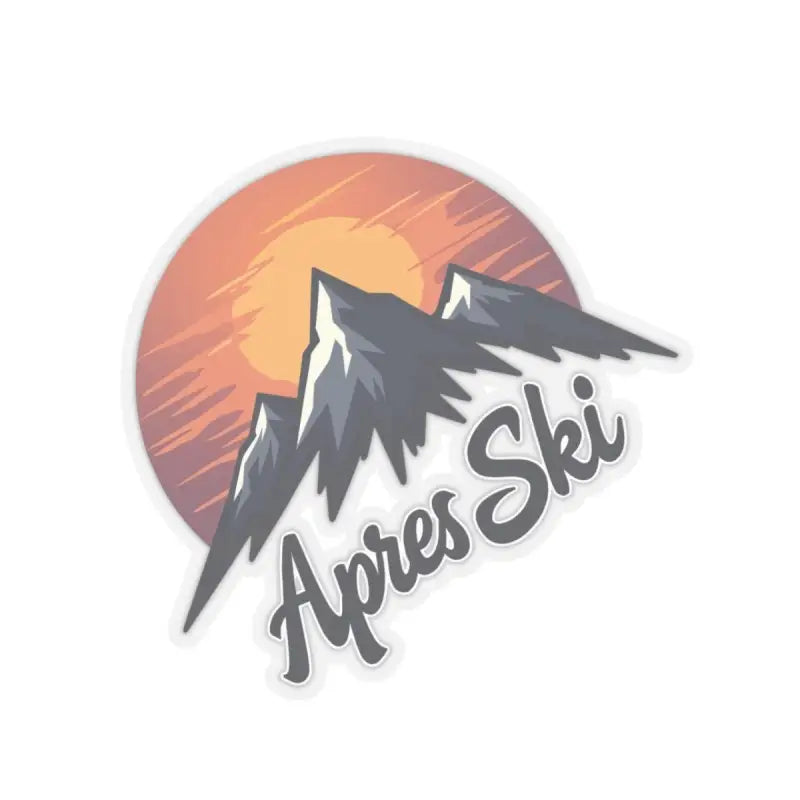 Mountain-themed Apres Ski sticker custom vinyl decal 6 by 6 inches in white