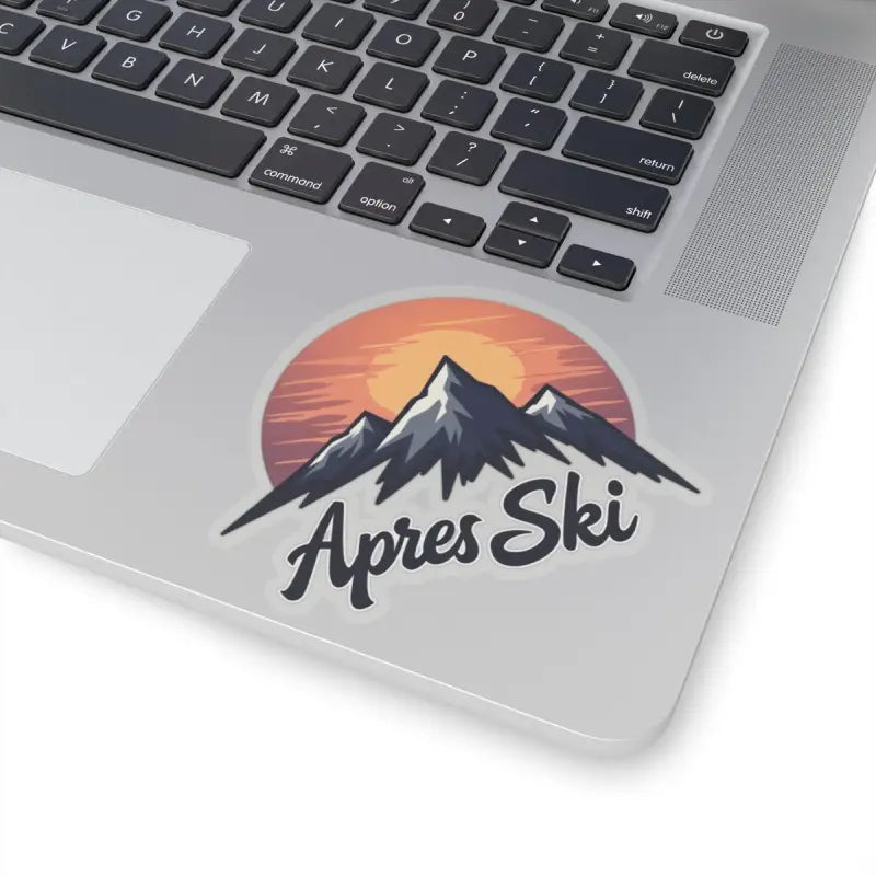 Laptop sticker featuring a mountain sunset design in a custom vinyl decal