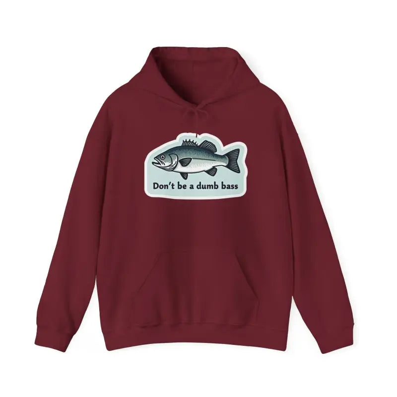 Maroon Bass Fishing Hoodie featuring a vibrant fish graphic design