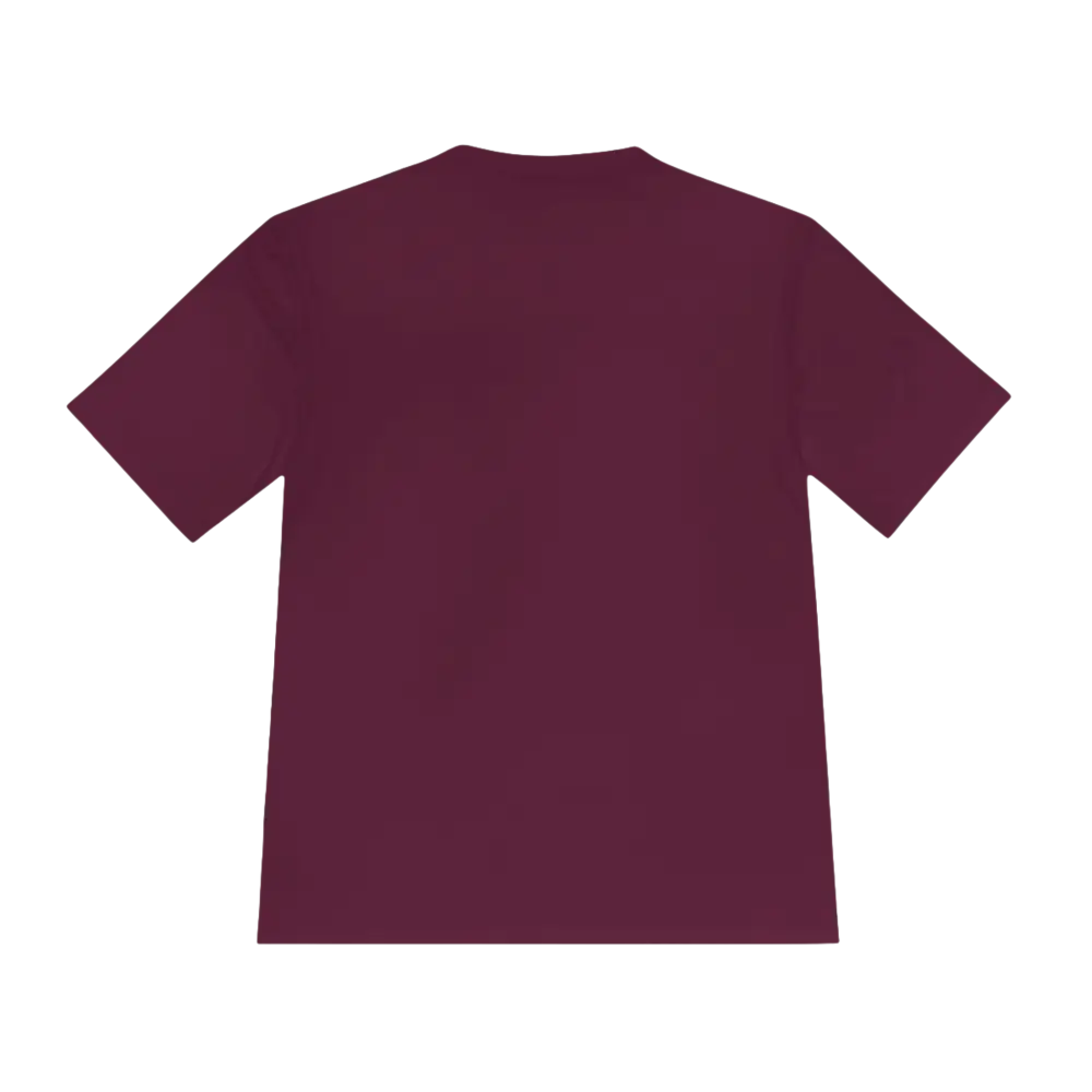 Maroon short-sleeve Beach Bum Unisex Moisture Wicking Tee for comfort and style