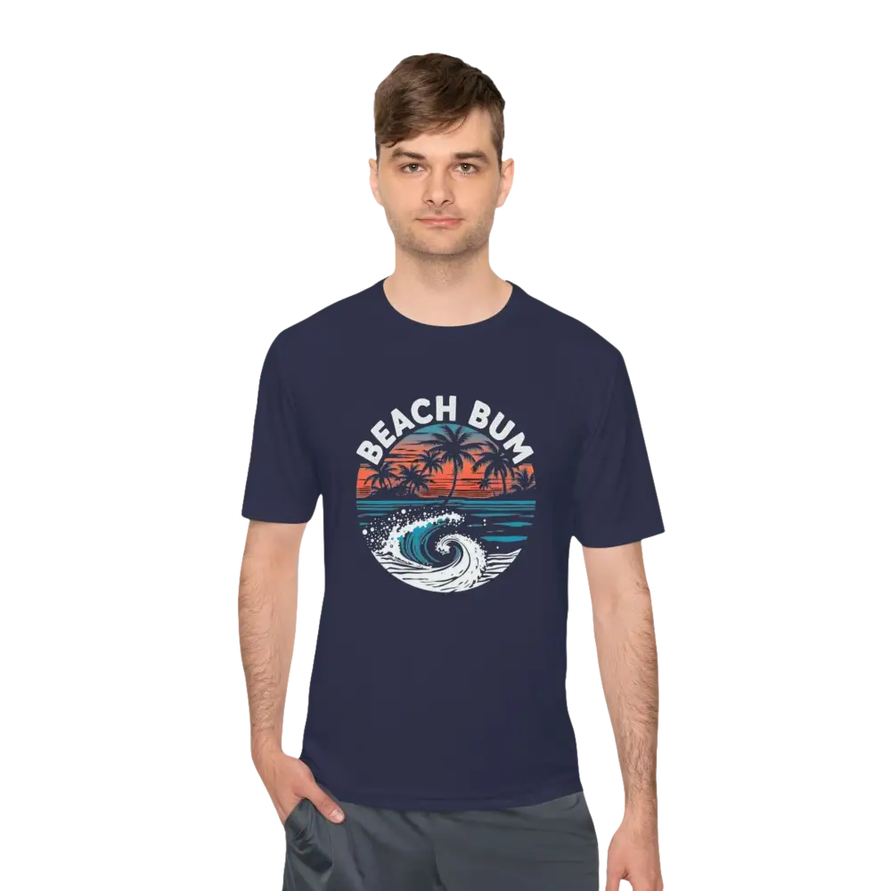 Navy blue Beach Bum Unisex Moisture Wicking Tee, ideal for comfort and style