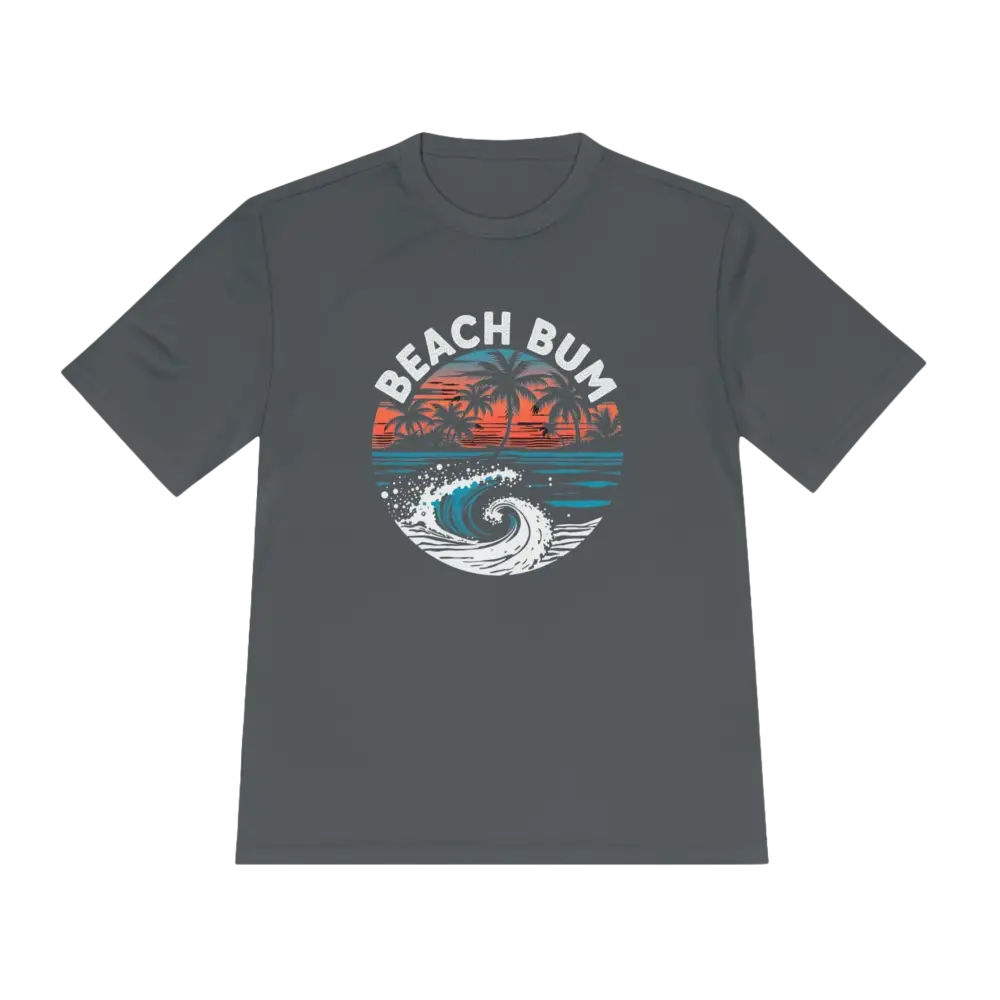 Gray Beach Bum Unisex Moisture Wicking Tee featuring a stylish beach bum design