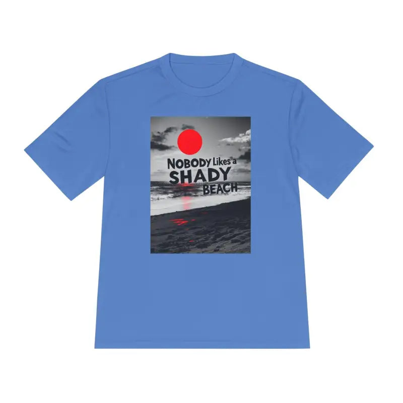 Blue Beach Graphic Moisture Wicking T Shirt for comfortable summer style