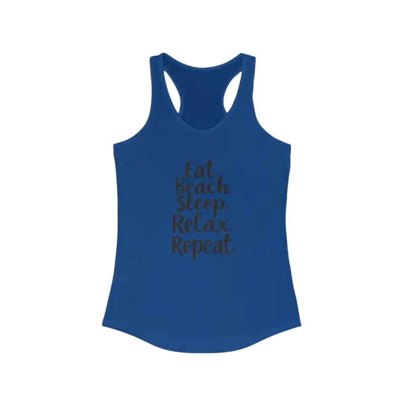 Blue Racerback Tank Top from Beach Vibes Eat Beach Sleep Relax Repeat Collection