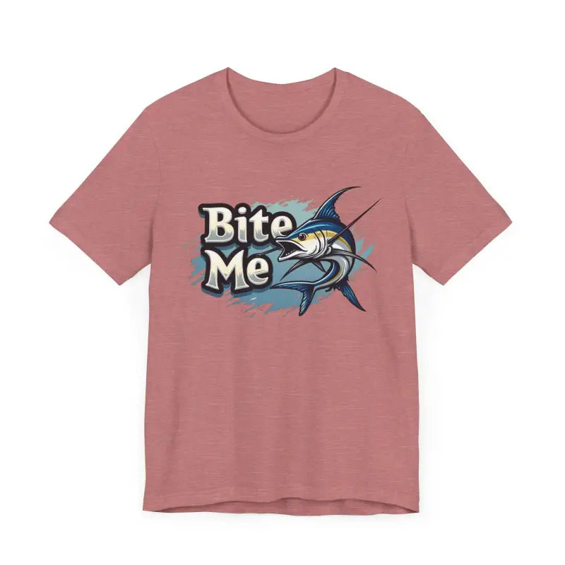 Salmon-colored t-shirt featuring Bite Me Unisex Fish Graphic Tee design