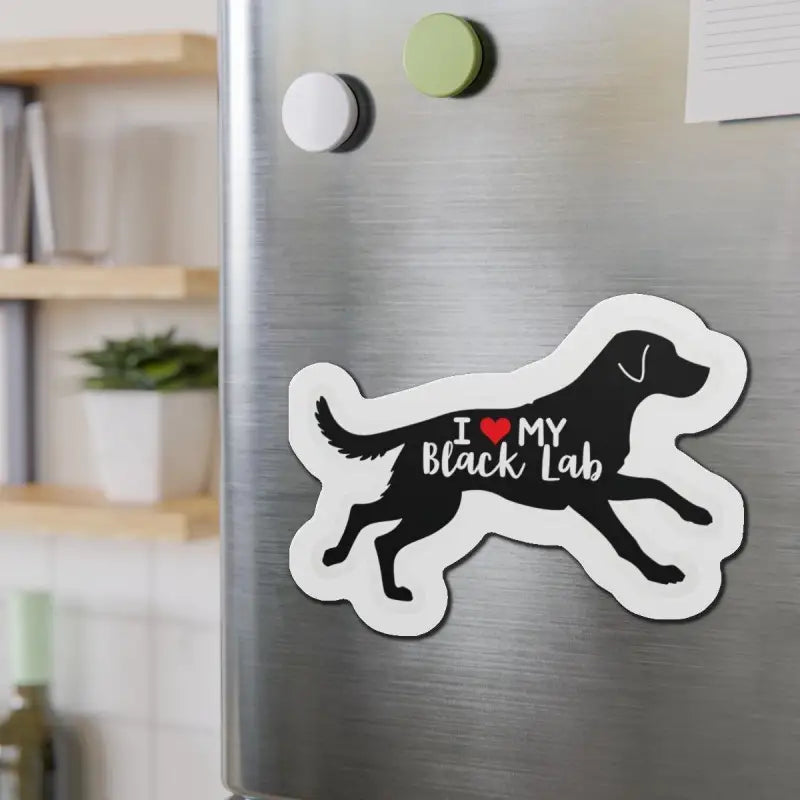 Black Lab Die Cut Magnet featuring a playful black lab design for dog lovers