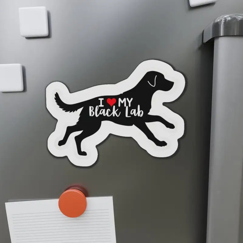 Black Lab Die Cut Magnet featuring a charming black lab design for dog lovers