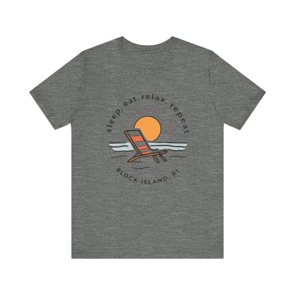 Gray Block Island Beach Vibes Unisex Tee for casual and stylish summer wear