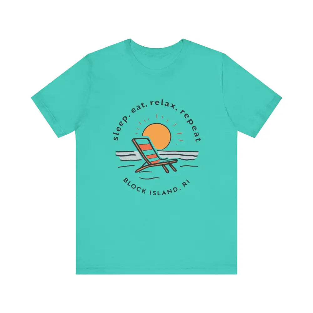 Turquoise Block Island Beach Vibes Unisex Tee for a stylish summer look