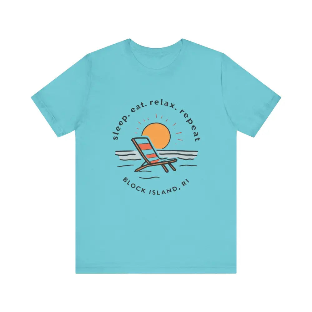 Aqua Block Island Beach Vibes Unisex Tee showcasing summer style and comfort