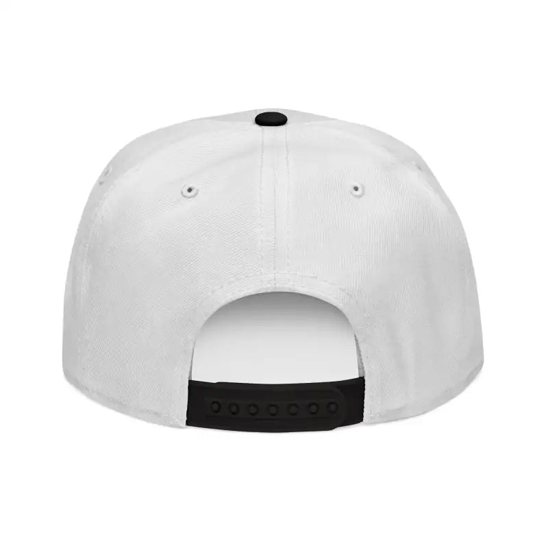 White Block Island Embroidered Snapback Cap with Black Adjustable Strap for Summer Fun