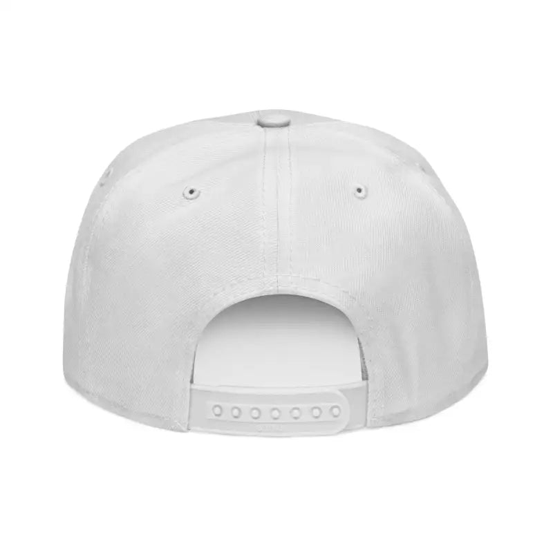 White Block Island Embroidered Snapback Cap for Summer Fun displayed on a neutral background