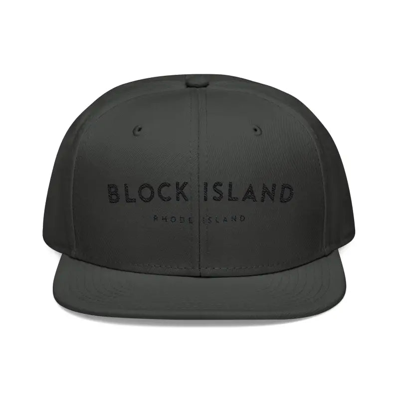 Black baseball cap from the Block Island Embroidered Snapback Cap for Summer Fun