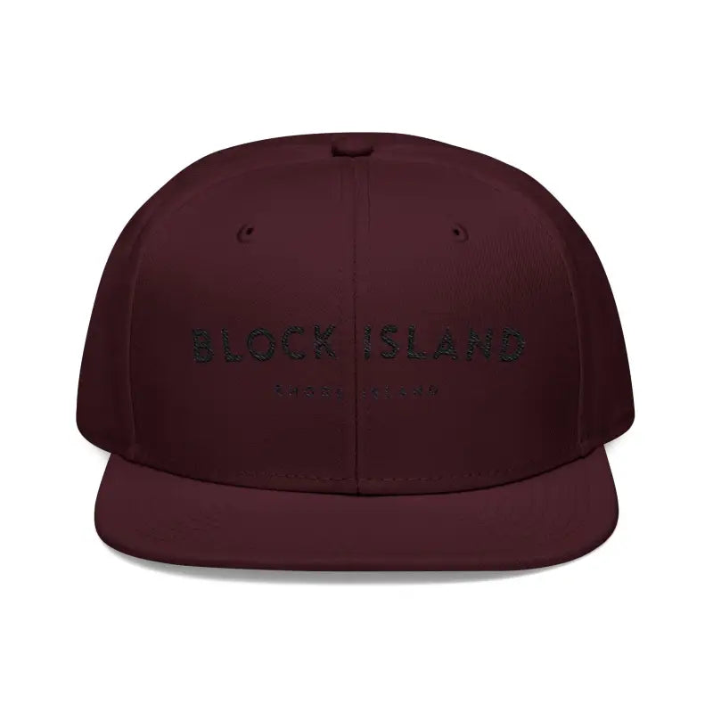 Maroon flat-brimmed cap from Block Island for stylish summer enjoyment