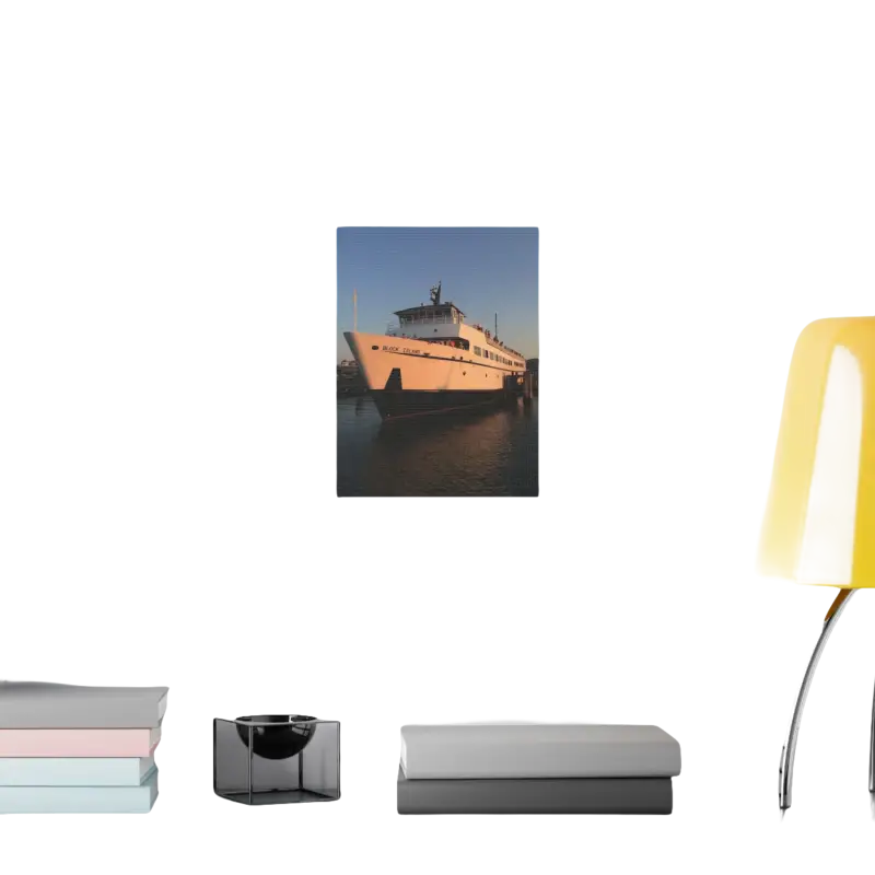 Framed photograph of Block Island Ferry boat ideal for nautical decor enthusiasts