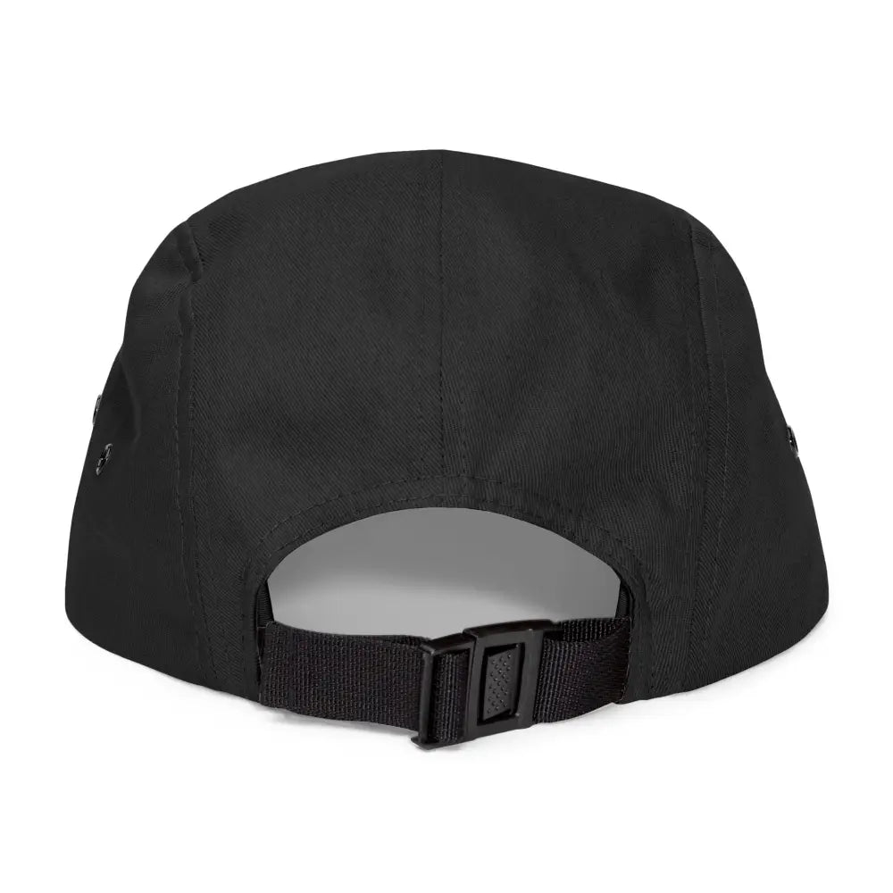 Black Block Island Five Panel Cap showcasing a stylish and versatile design