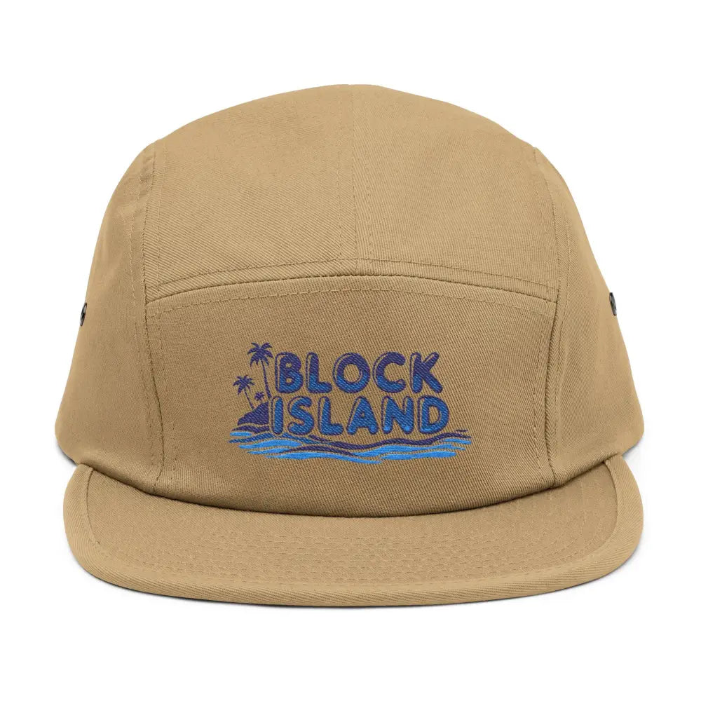 Khaki Block Island Five Panel Cap designed for stylish outdoor adventures