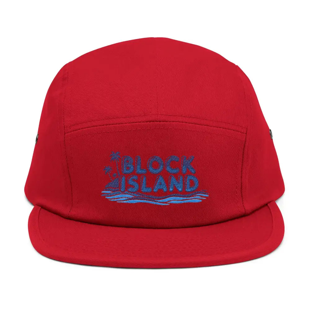 Red five-panel cap from the Block Island Five Panel Cap collection