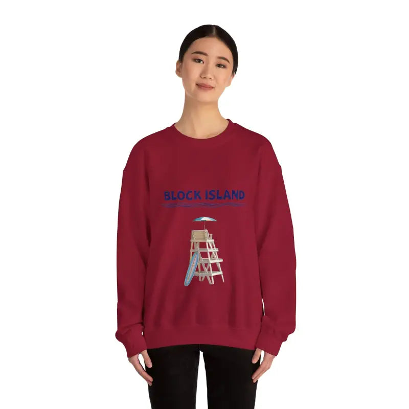 Burgundy sweatshirt from the Block Island Lifeguard Crewneck Sweatshirt Collection