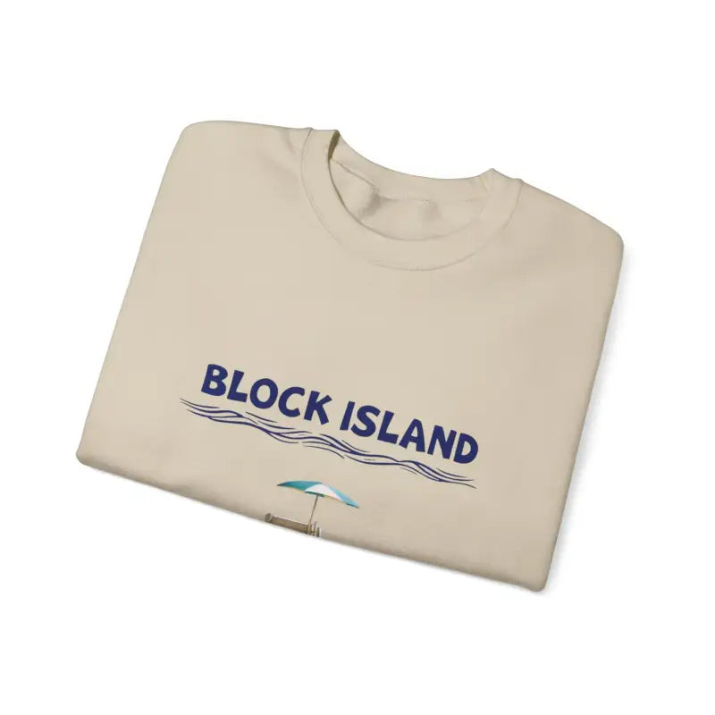 Folded beige t-shirt from Block Island Lifeguard Crewneck Sweatshirt Collection