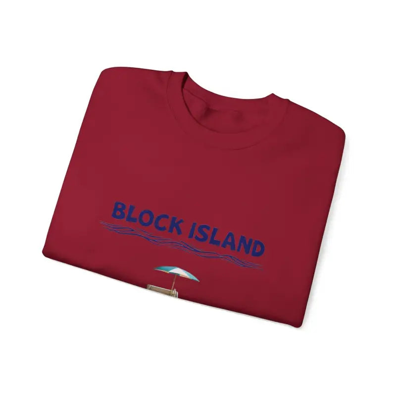 Folded red t-shirt from the Block Island Lifeguard Crewneck Sweatshirt Collection