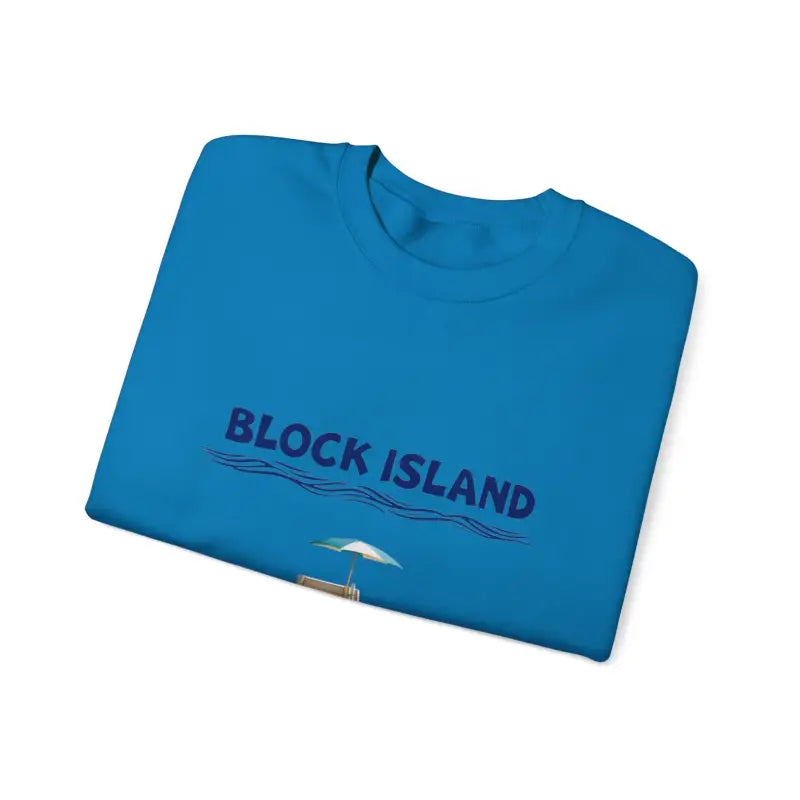 Folded blue t-shirt from Block Island Lifeguard Crewneck Sweatshirt Collection