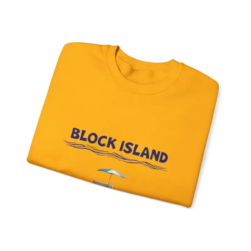 Folded yellow Block Island t-shirt from the Block Island Lifeguard Crewneck Collection