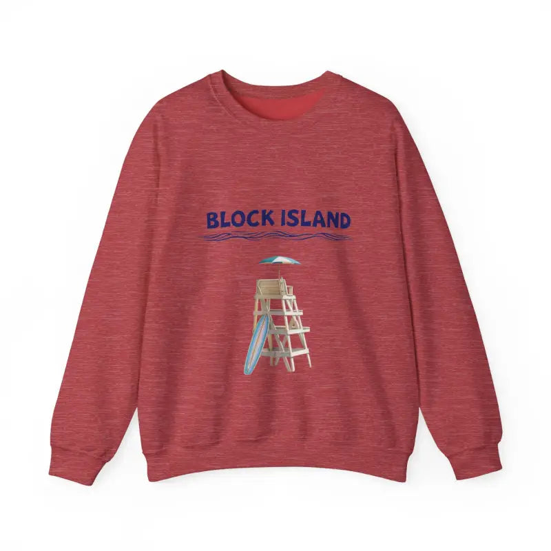 Red Block Island sweatshirt from the Block Island Lifeguard Crewneck Sweatshirt Collection