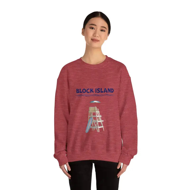Maroon sweatshirt from the Block Island Lifeguard Crewneck Sweatshirt Collection