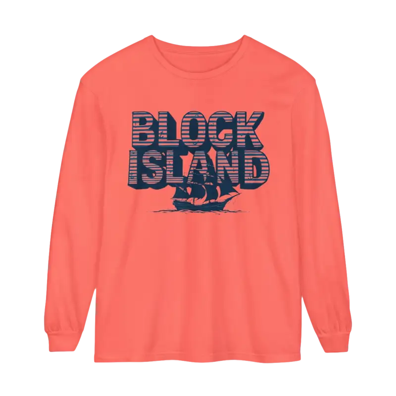 Salmon-colored long-sleeved shirt from Block Island Long Sleeve Shirt for coastal lovers