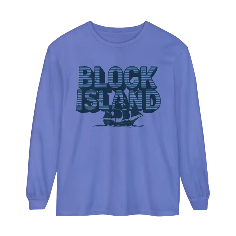 Periwinkle long-sleeved Block Island Long Sleeve Shirt for coastal lovers