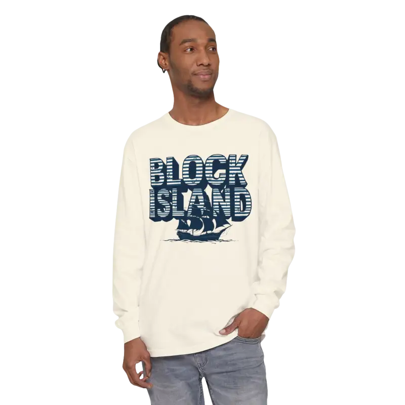 Unisex Block Island Long Sleeve Shirt for coastal lovers in a stylish design