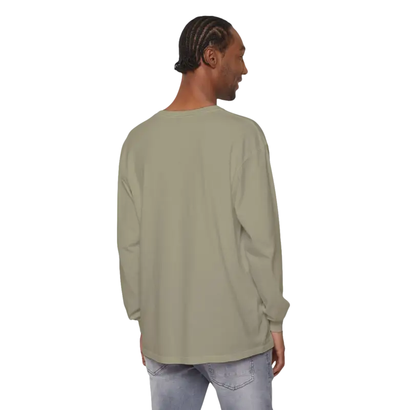 Man wearing Block Island Long Sleeve Shirt, a stylish tee for coastal lovers