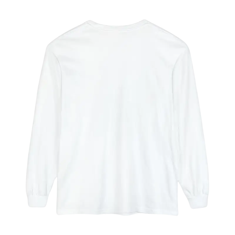 White long-sleeved Block Island Long Sleeve Shirt Unisex Coastal Lovers Tee displayed