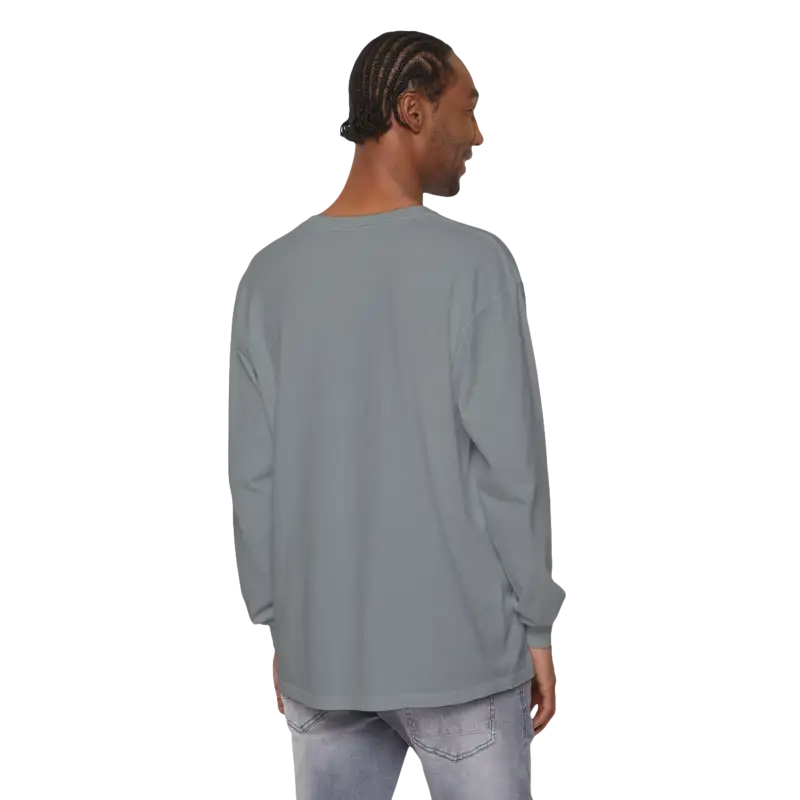 Gray long-sleeved Block Island Long Sleeve Shirt Unisex Coastal Lovers Tee displayed