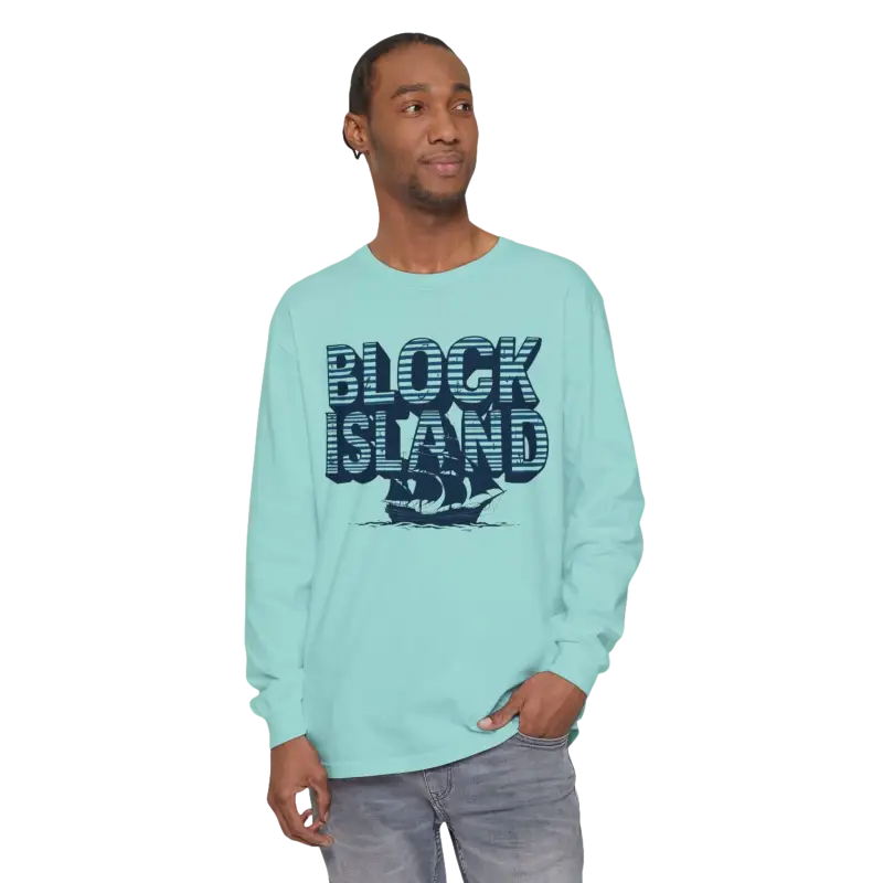 Long-sleeved unisex shirt featuring Block Island design for coastal enthusiasts