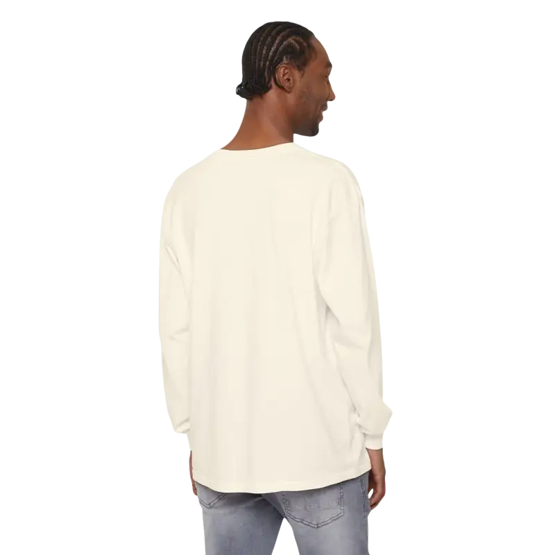 Man in Block Island Long Sleeve Shirt and jeans showcasing coastal style