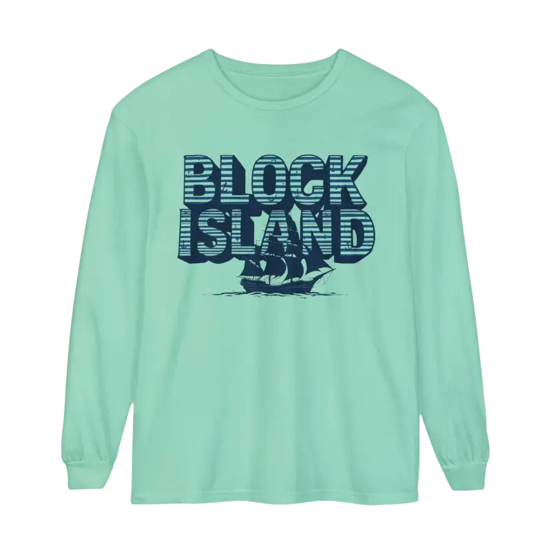 Mint green long-sleeved shirt from Block Island Long Sleeve Shirt Unisex Coastal Lovers Tee