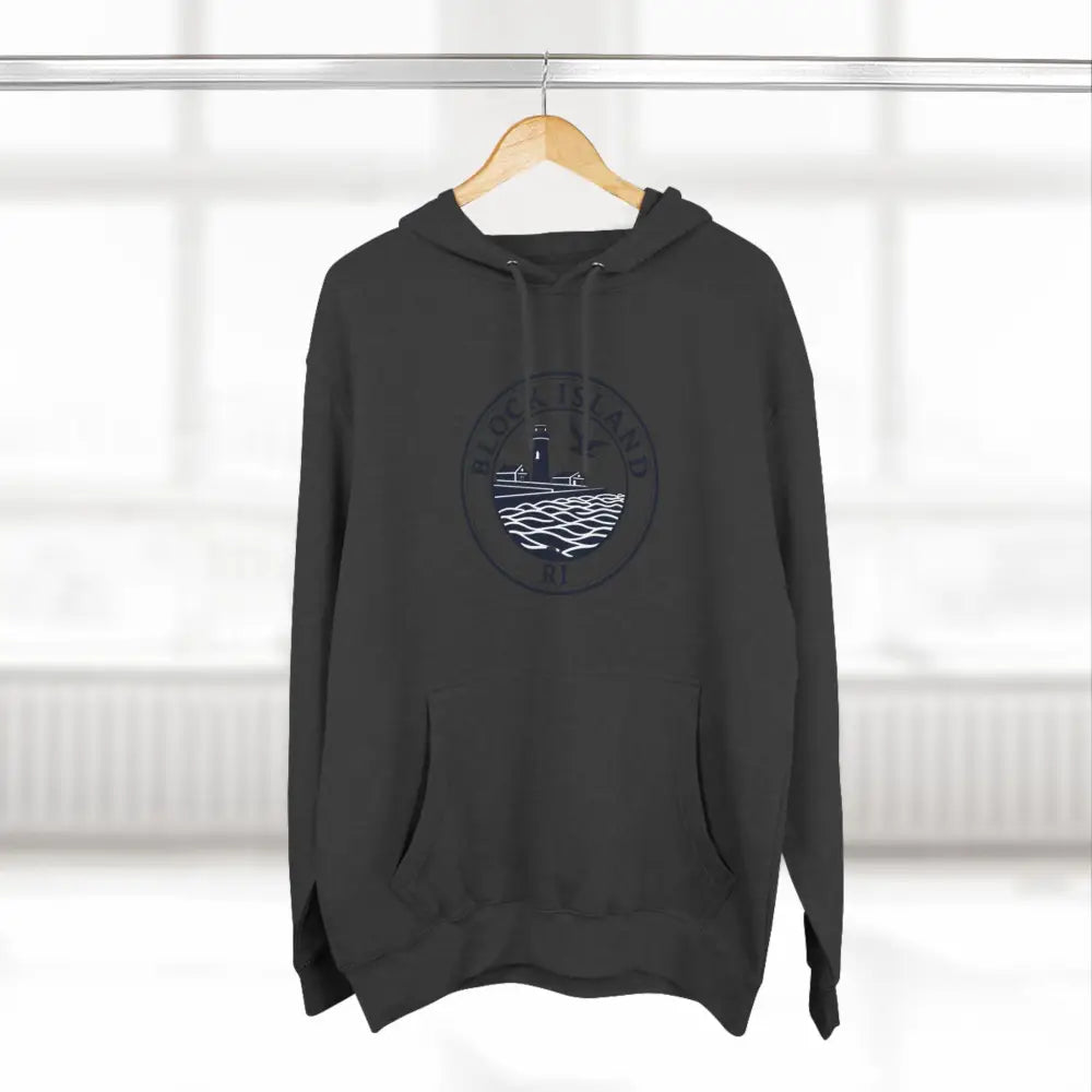 Gray hooded sweatshirt for Block Island North Light Unisex Fleece Hoodie