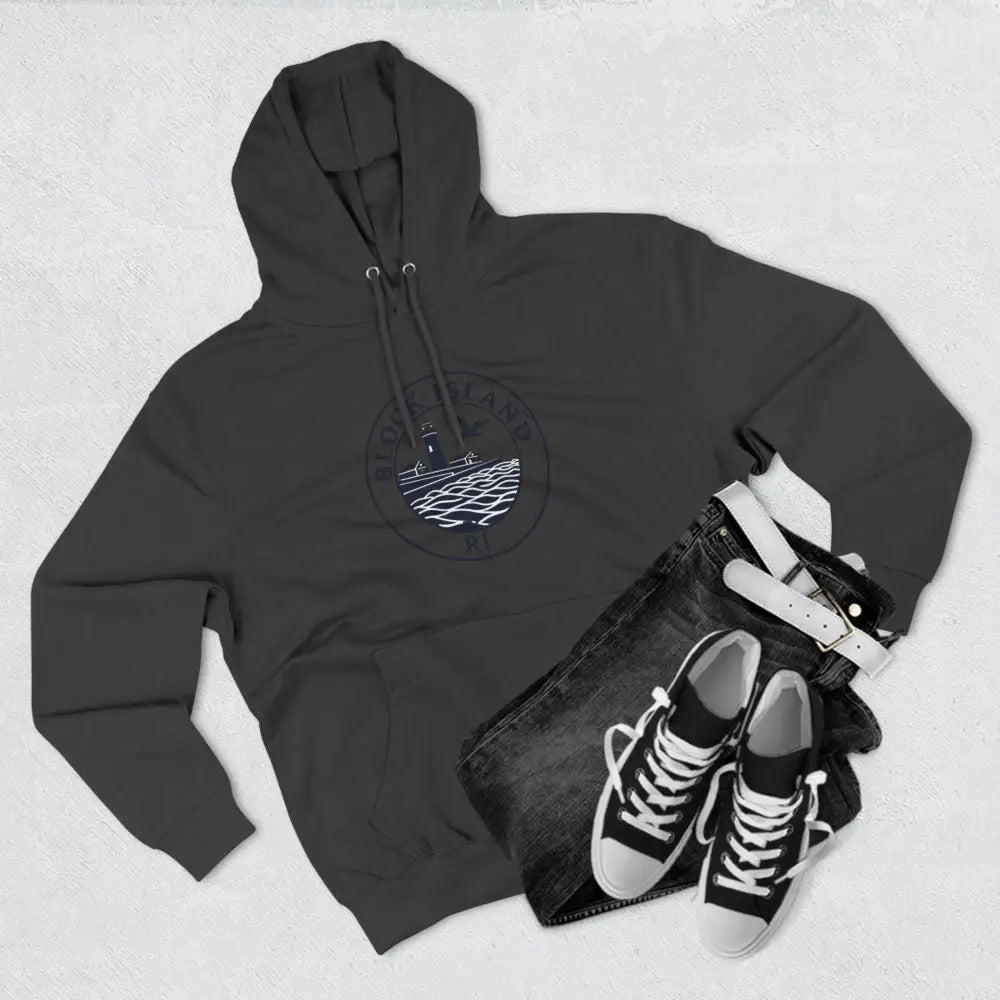Gray hoodie with graphic design from Block Island North Light Unisex Fleece Hoodie