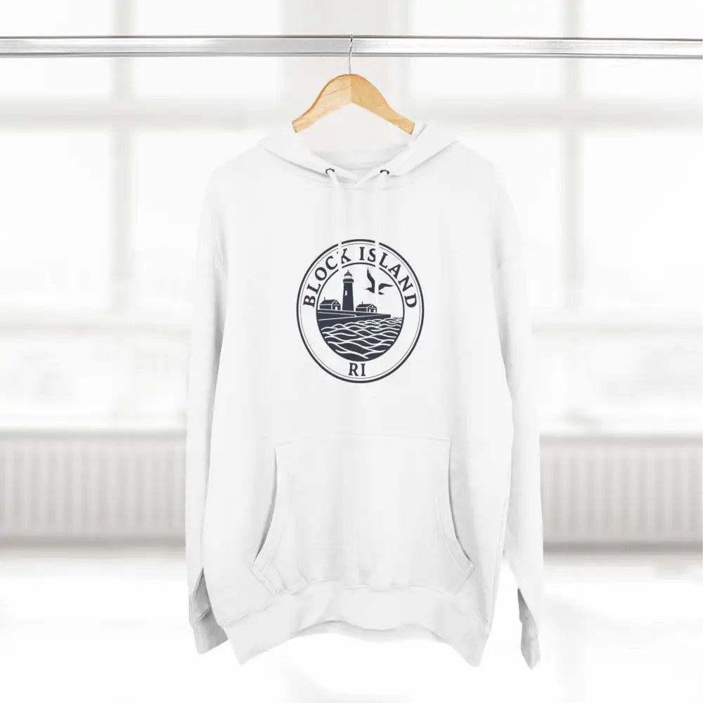 White Block Island North Light Unisex Fleece Hoodie with a stylish design