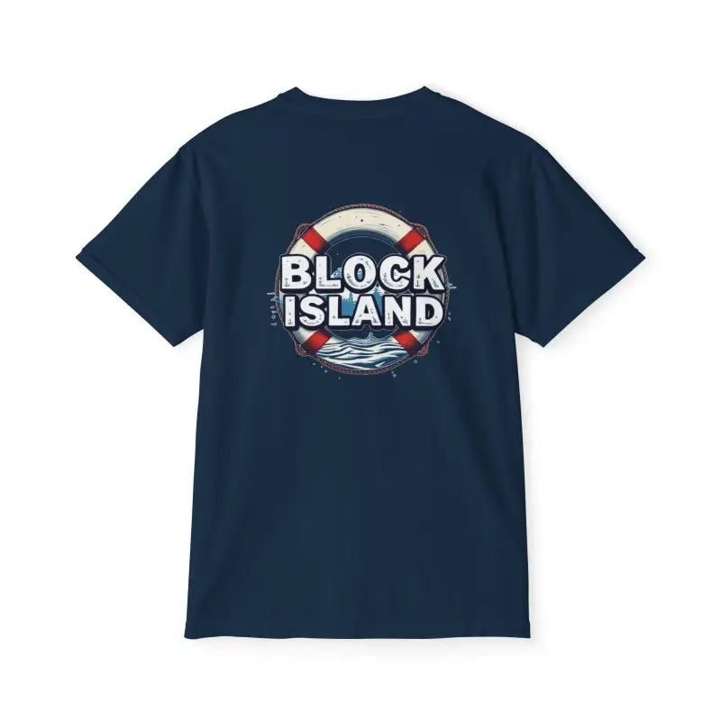 Navy blue Block Island Pocket T Shirt showcasing a casual summer vibe for effortless style