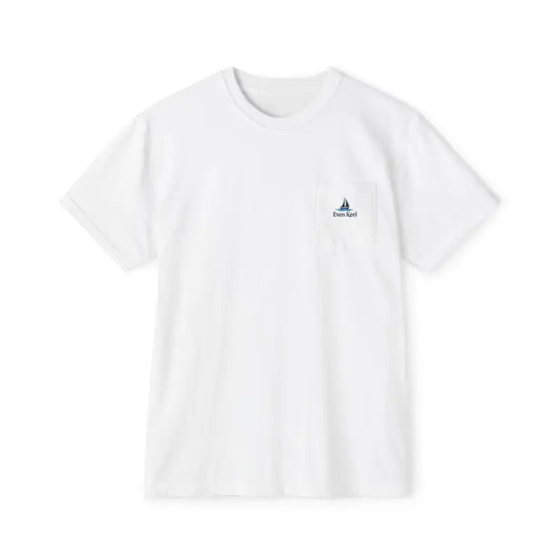 White Block Island Pocket T-Shirt featuring a sailboat graphic for a casual summer vibe